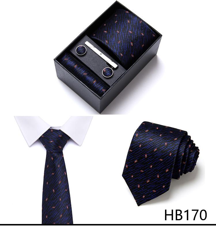 Men's Six-Piece Solid Color Polyester Silk Jacquard Tie Set with Custom Logo