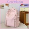 Basic Pink Nylon Student Backpack With Bow Design For School Use