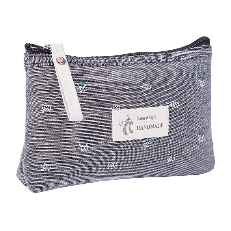 Soft Canvas Dot Print Women Cute Cosmetic Bag Toiletries Organizer Portable Make Up Bags Case Travel Storage Bag