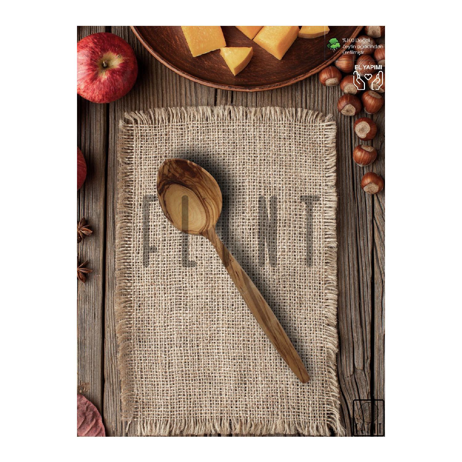 

Olive Wood Handmade Wooden Wooden Spoon Kitchen Tablespoon 23cm коричневий