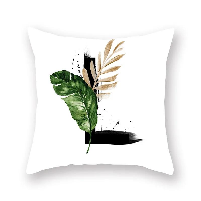 Sofa Pillow Cushion Wholesale Nordic Style Plant English Alphabet Peach Skin Pillowcase