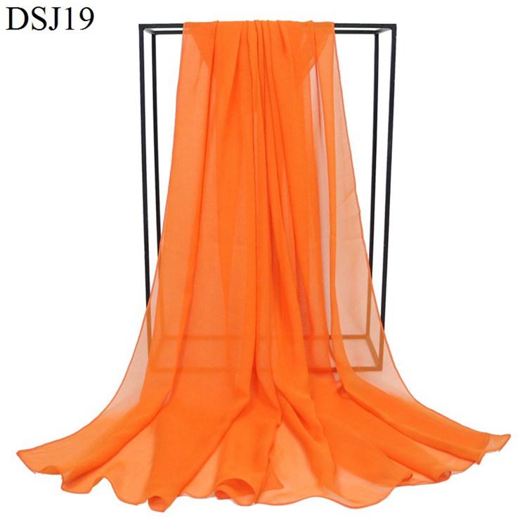 New Pure Color Georgette Silk Scarf Women Monochrome Red Scarves Sun Shawl Female Catwalk Training Dance Wraps