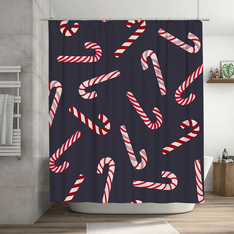 

Tu Christmas Shower Curtain Festive Holiday Decor Waterproof Fabric Bathroom Curtain Modern Style Home Decoration Red And White W60H190(CM)-1 Pcs