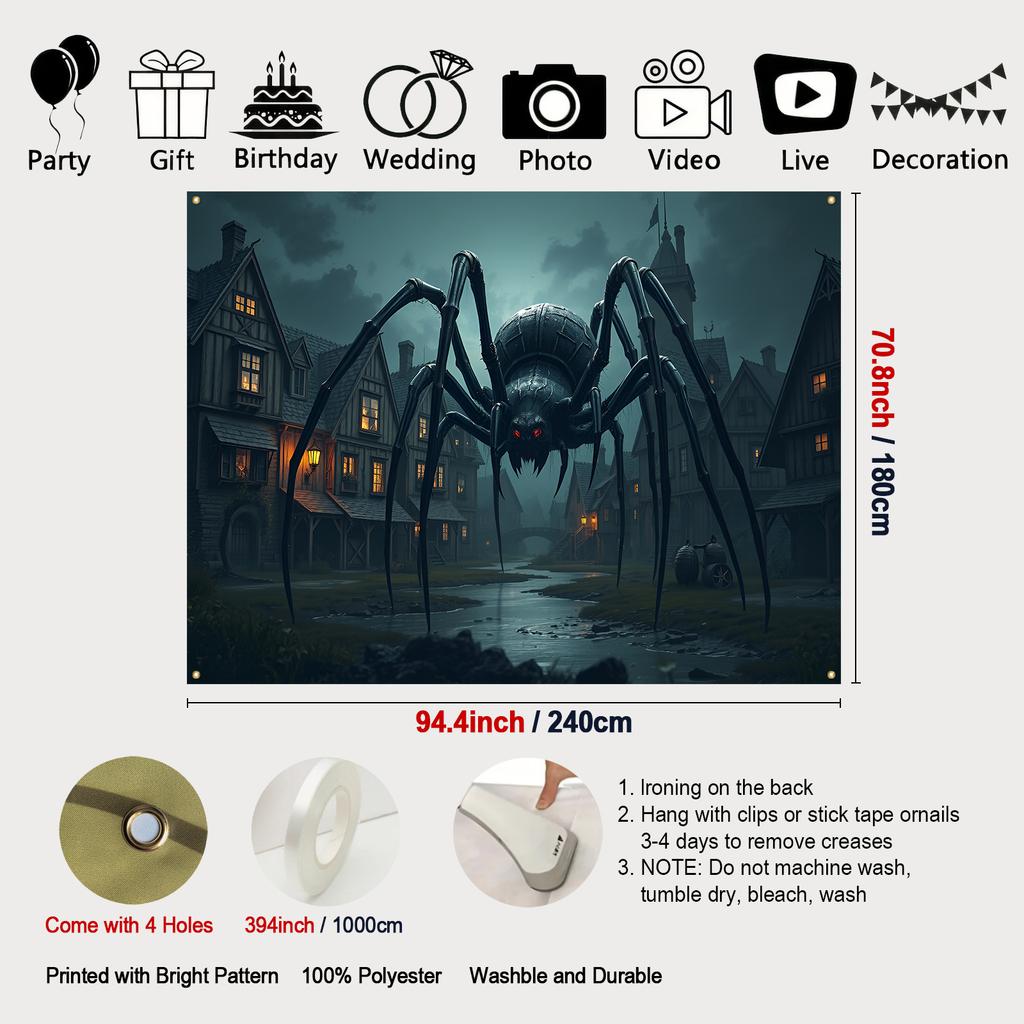 Happy Halloween backdrop banner huge spider monster carnival festival celebration activitieszyc