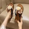 Cute flower flat flip-flop shoes for women's summer wear with skirts, light and versatile cool slippers
