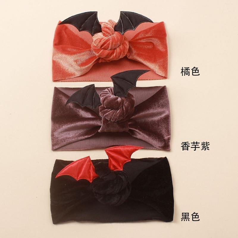 

Baby golden velvet poo wide-brimmed headscarf, children s new Halloween bat headband, baby headband