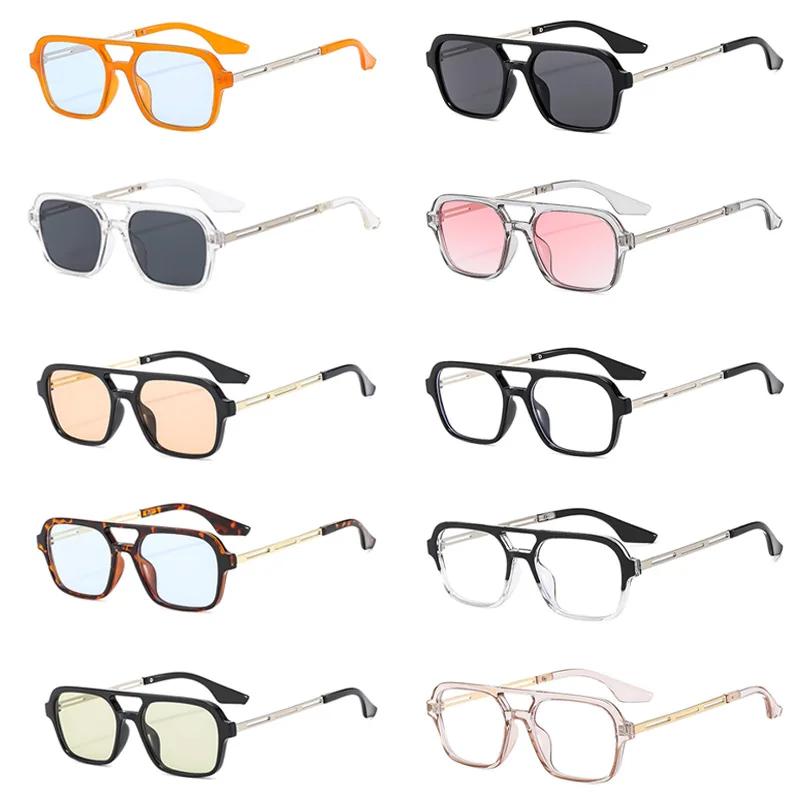 10 Colors Outdoor Sunglasses Double Beam Fashion Sunglasses Decorative Glasses for Driving Trendy Women's Sunglasses