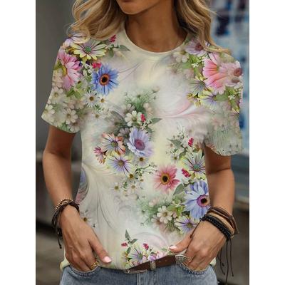 Women's 3D Printed Cartoon Graphic T-shirt Crew Collar Shirt Casual Short Sleeved Top  Summer T-shirt