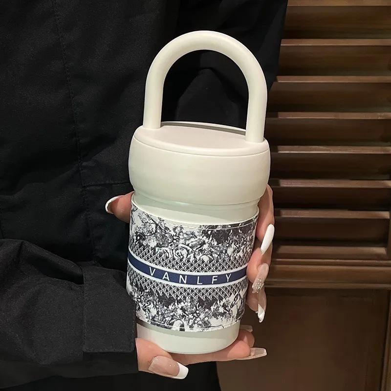 High Appearance Level Stainless Steel Thermos Cup Ins Female Simple Niche High-end Straight Drink Cup Water Cup 420ml
