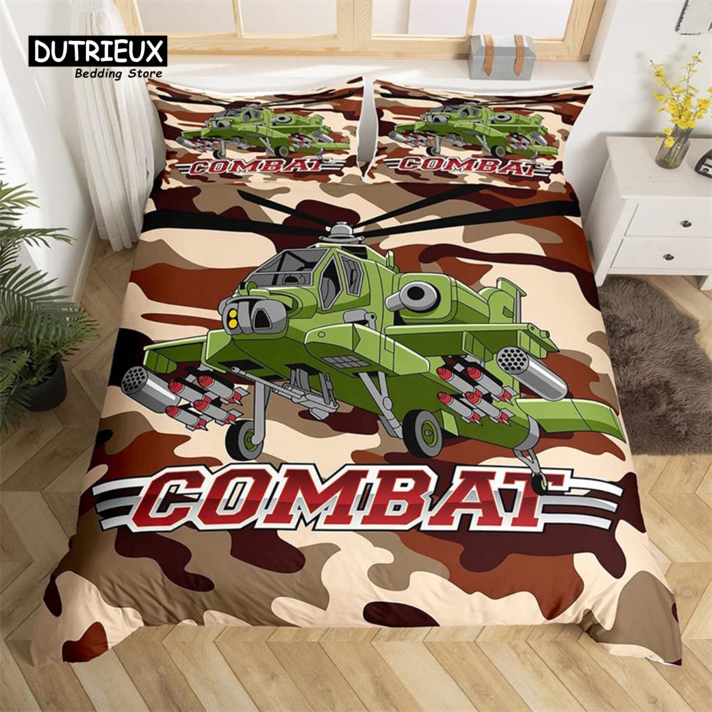 Classic Modern King 3D Airplane Aircraft Transportation Polyester Globe Helicopter Decor Comforter Quilt