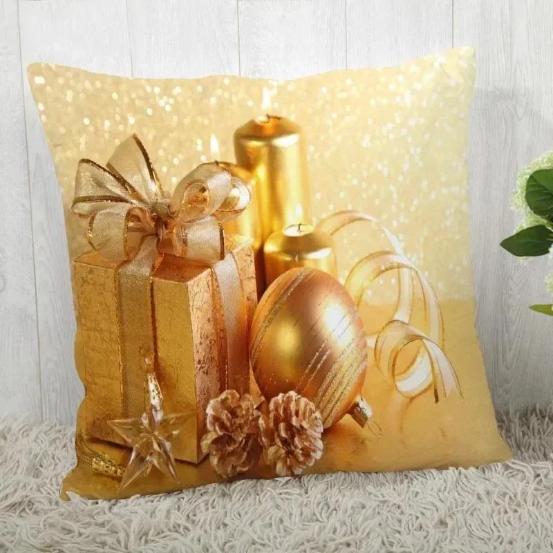 Home Decoration Bedroom Bedside Pillow Cover Christmas Candle Square Cushion Cover Living Room Sofa Pillow 40x40cm