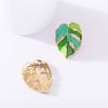 1 Pair Of Women Earrings Alloy Bohemian Style Drop Oil Green Leaf Earrings