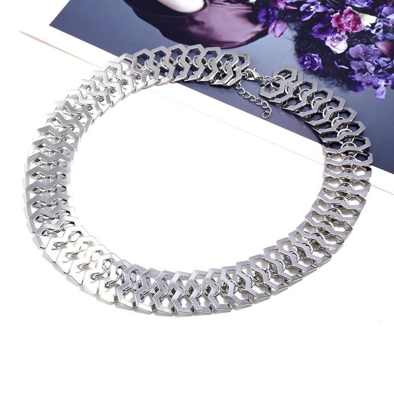Vintage Geometric Alloy Chain Necklace With Talisman Pendant For Women