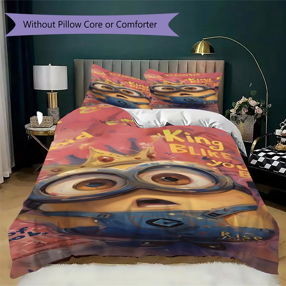 Minions Themed Printed Bedding 3PCS Cute Cartoon Suit For Children Boys Teens Bedroom Home Decoration
