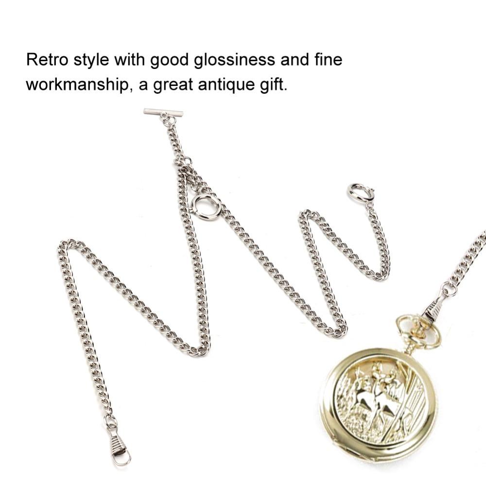 44cm Retro Vintage Metal Pocket Watch Chain Link Classic Antique Present (Silver)