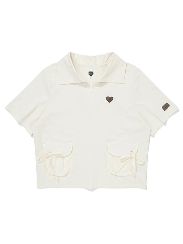 BBC EARTH W String Woven Pocket Collar T-Shirt_White