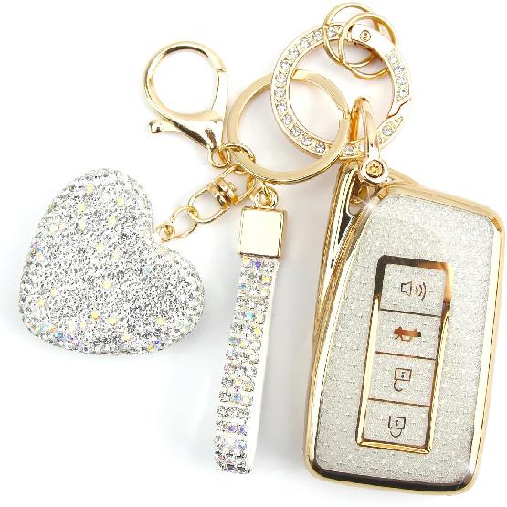 Key Fob Cover with Diamond Keychain Fit for Lexus Car Key Holder Case Compatible with Lexus RX ES GS LS NX RS GX LX RC LC Smart Remote Key Protector