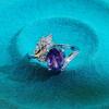 Fashion Personality Rice Simulation Emerald Ring Women'S Niche Personality Light Luxury Zircon Treasure Ring Jewelry