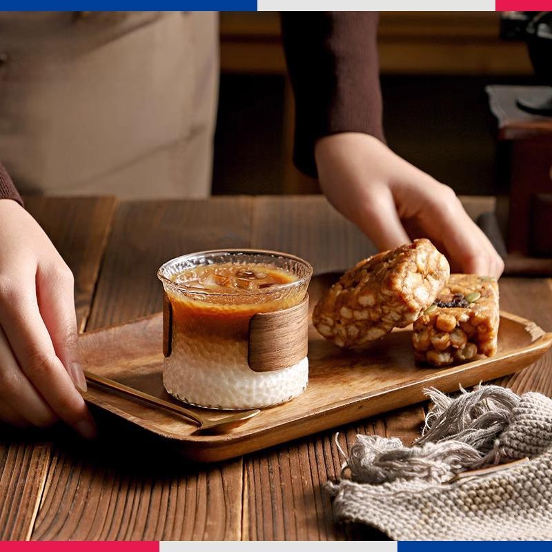 Japanese Heat Insulated Texture Cup High Borosilicate Glass 150ml Retro Stripe Wide Mouth Latte Art Aesthetic Hand Drip Coffee