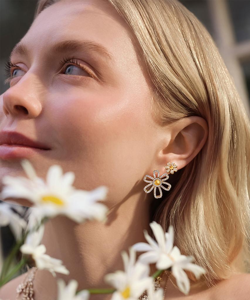 Lola Rose Daisy Citrine Gemstone Cubic Earrings For Women
