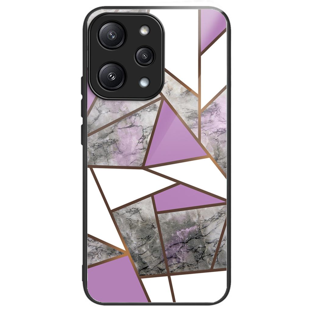 For Xiaomi Redmi 12 5G (Global)/Poco M6 Pro 5G Phone Case Marble Pattern Tempered Glass Back Cover