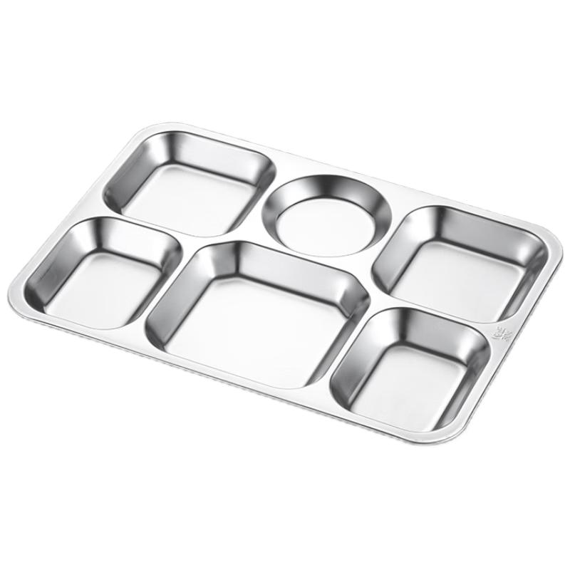 

LIJIA KITCHENWARE 6-Compartment Stainless Steel Canteen Tray