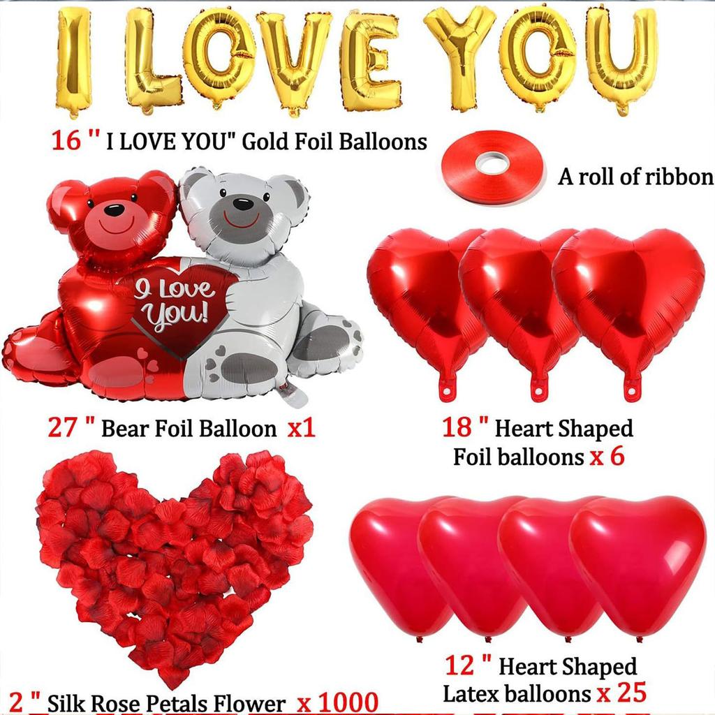 Valentine's Day Arch Balloons Decor Easy Installation Long Lasting Roses Red Balloons Set Wedding Hall Decor Wedding Party