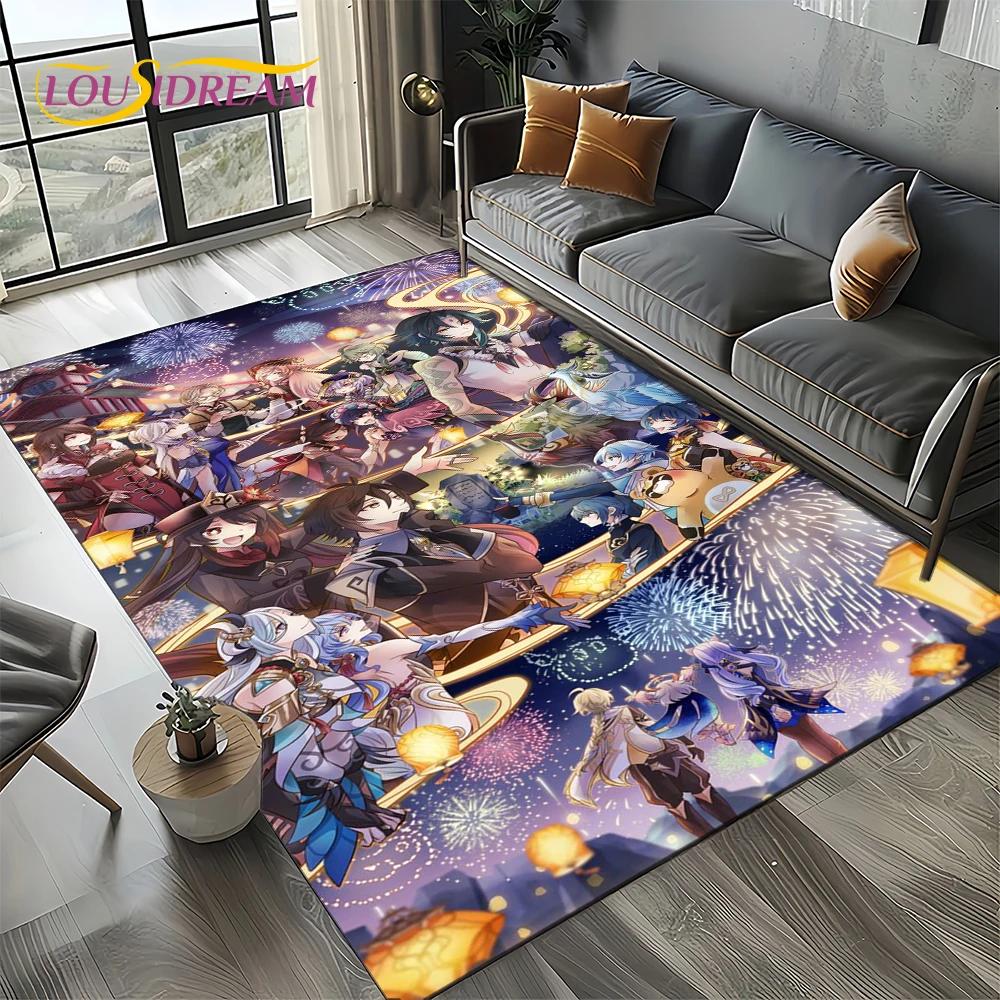 2025 New Genshin Impact Character Solo Cartoon Game Carpet Rug for Living Room Bedroom Home Sofa Decoration,Non-slip Floor Mat