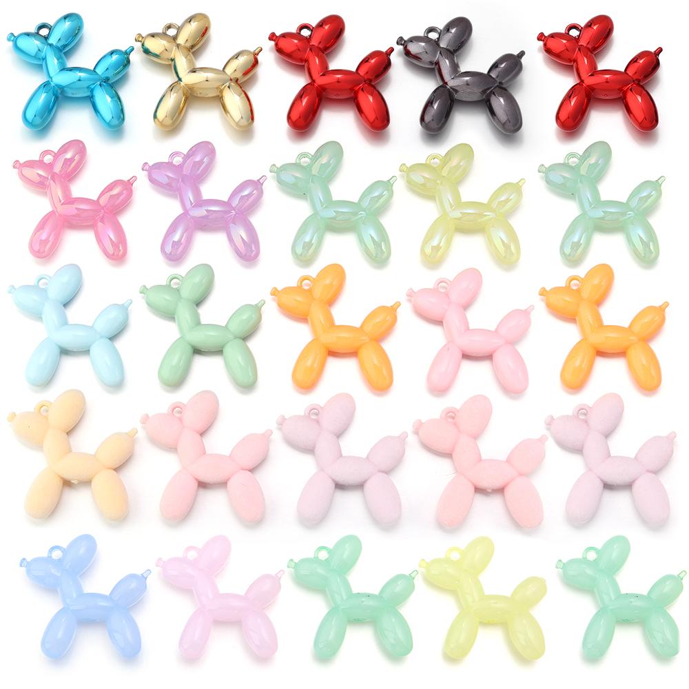 5pcs/lot Colorful Cute Acrylic Cartoon Balloon Dog Pendants For Jewelry Making DIY Bracelet Necklace Keychains Accessories