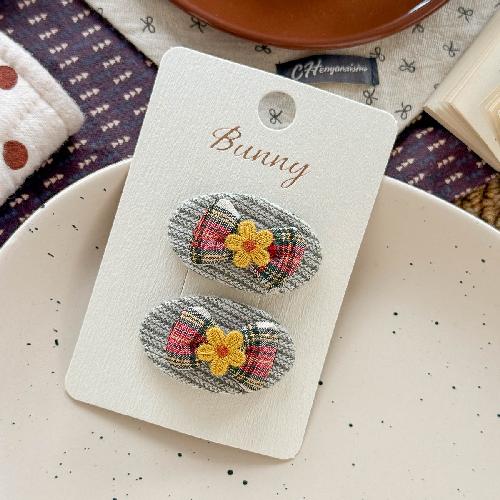 Autumn Retro Sweet Pink Coffee Leopard Pattern Bow Rabbit Hairpin Hair Ring Temperament Baby Tie Ball Head Flower Girl