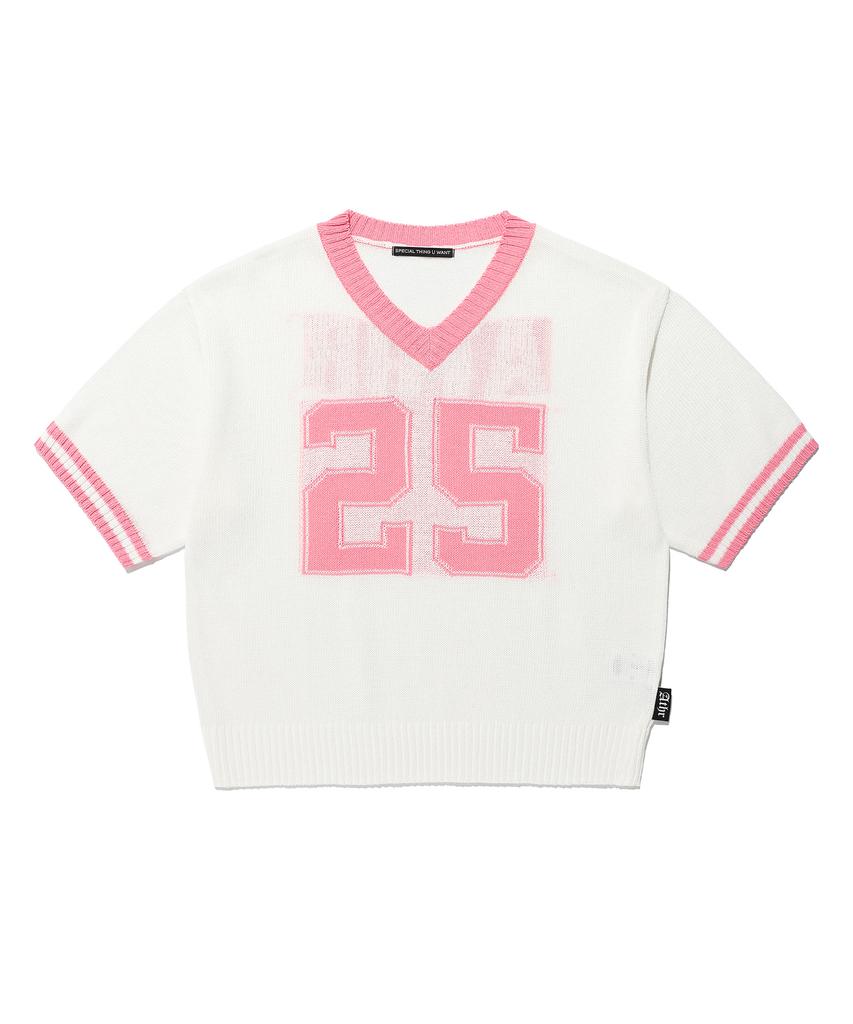 ANDTHEOTHER Oversized V-Neck Short Sleeve Knit Pink