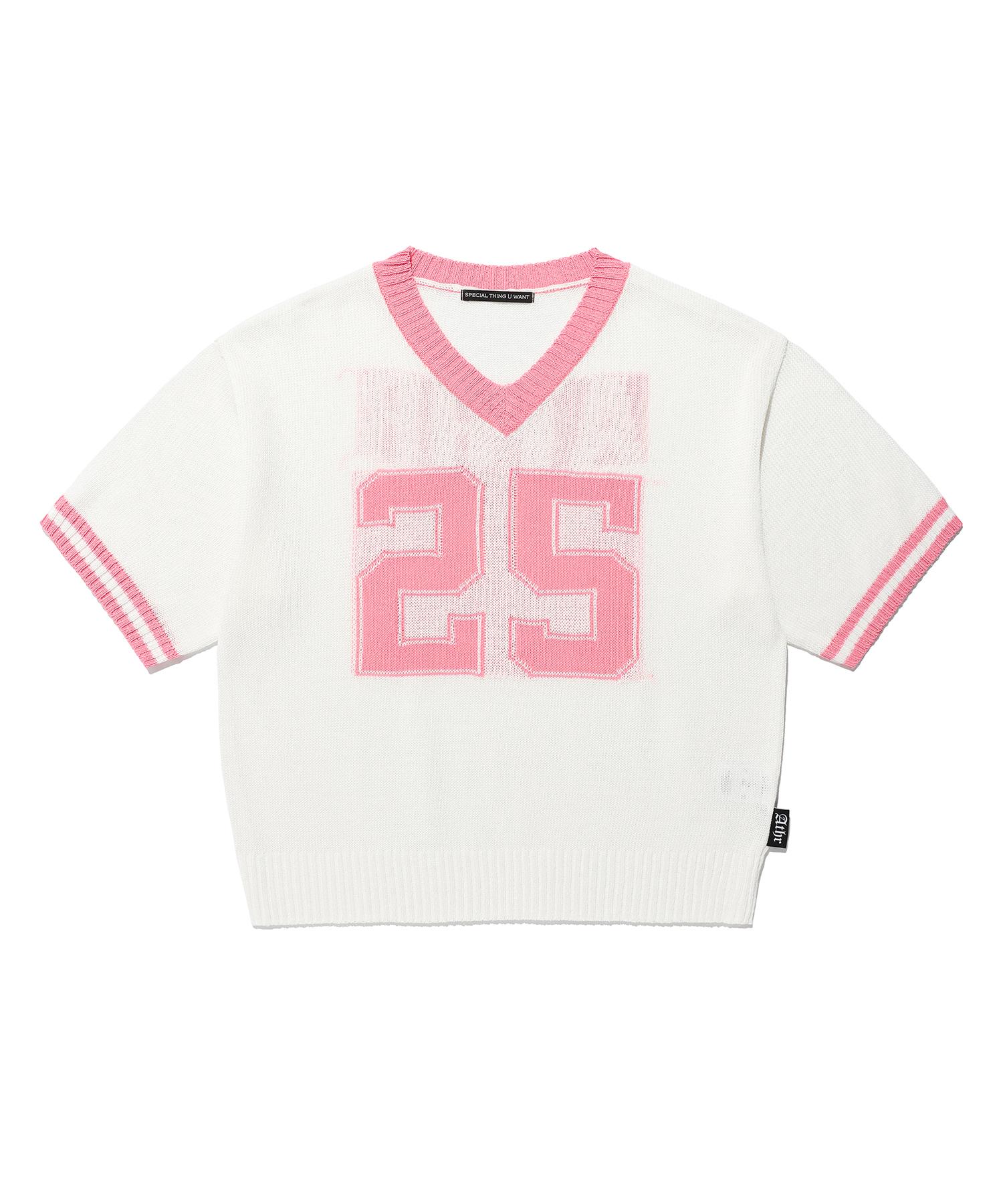 Andy Other Oversized V-Neck Short Sleeve Knit Pink Pink/F