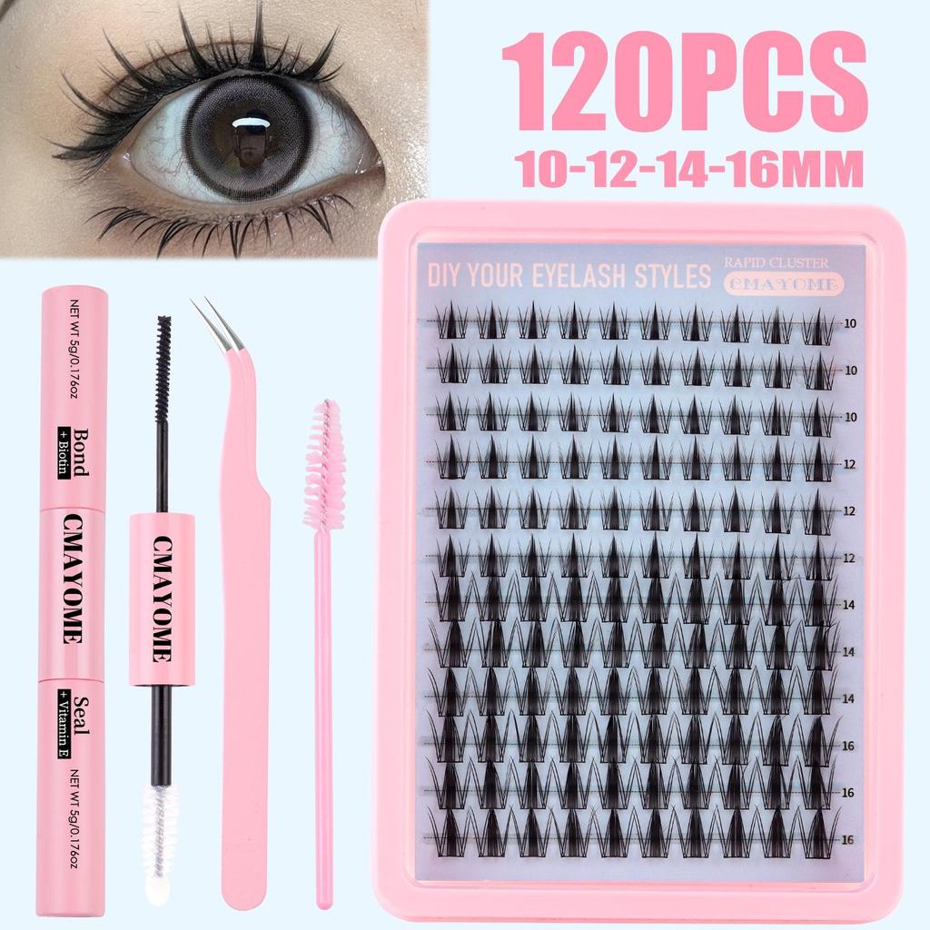Natural C Curl Individual False Eyelashes: 120 Clusters, 10-16mm, DIY Dense Segmented Lashes