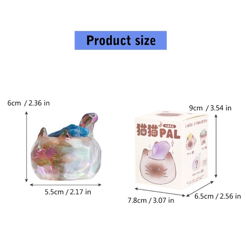 Cartoon Mystery Katzen Kristallstatue Miniatur Harz Ornament Überraschungssammlung Desktop Dekoration Zubehör Geschenk