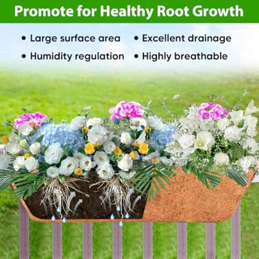 Deck Balcony Railing Planter Window Boxes - 3 Pack 24 Inch Planters for Outdoor Fence Railing Hanging Brown Rust-Resistant Meta