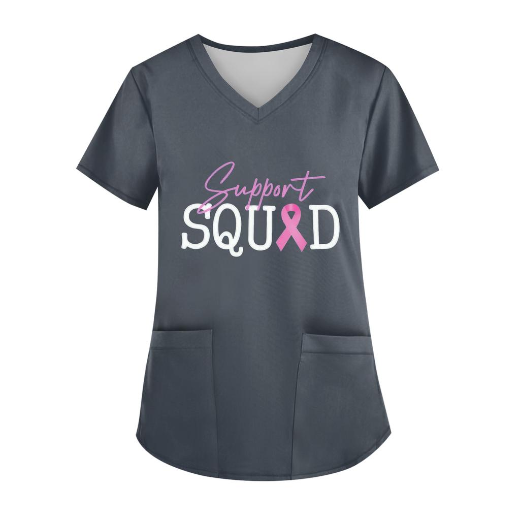 Women's V-Neck Short-Sleeve Pocketed Top With Side Slit