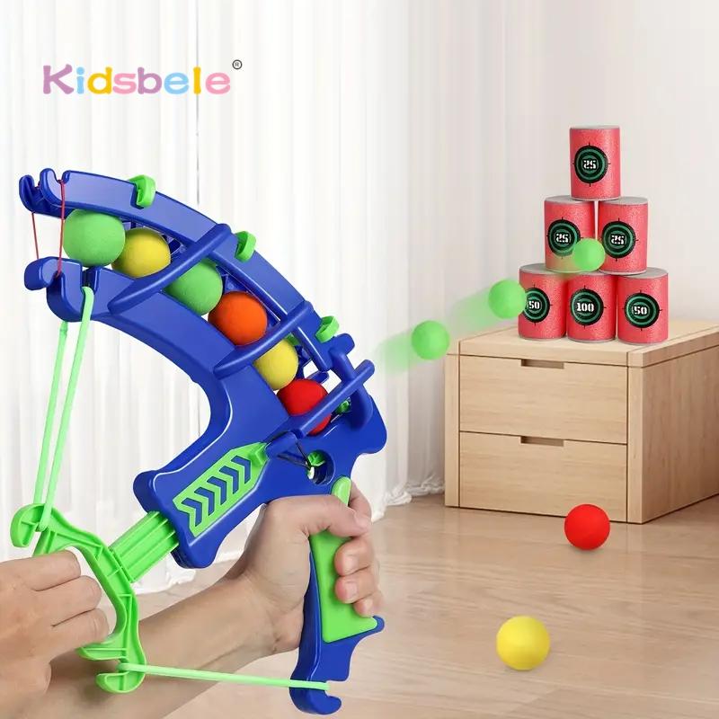 Foam Ball Shooting Toy Bow – Safe Archery Blaster with Soft Balls & Target Cans for Kids Outdoor Indoor Play