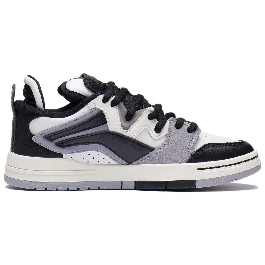 Li Ning Wave Pro Panda Slip Resistant, Abrasion Resistant, Lightweight Low Top Skateboard Shoes Women's Black White AECS064-1