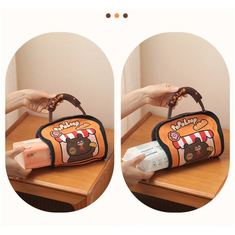Modern Minimalist Bear Pattern Linen Paper Towel Dispenser For Home Bathroom And Car Decor