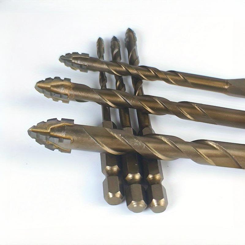4 ks Karbidových vrtáků jsou vysoce účinné a odolné proti opotřebení, Čtyřbřité zoubkované excentrické vrtáky pro suché vrtání keramických obkladů, keramiky