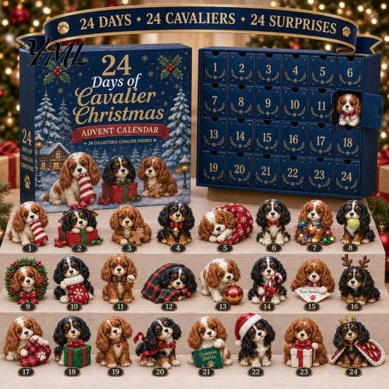 Kreative Weihnachts-Raumdekoration Shih Tzu Adventskalender, 24-Tage Countdown Spielzeug-Set mit Mini-Hund 24 Tage Festliche Dekorationsfiguren, Baumhänge-Dekoration,