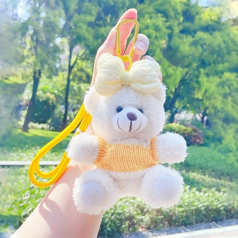 Plush Bow Bear Toy Cartoon Animal Doll Keychain Backpack Pendant Gift Holiday