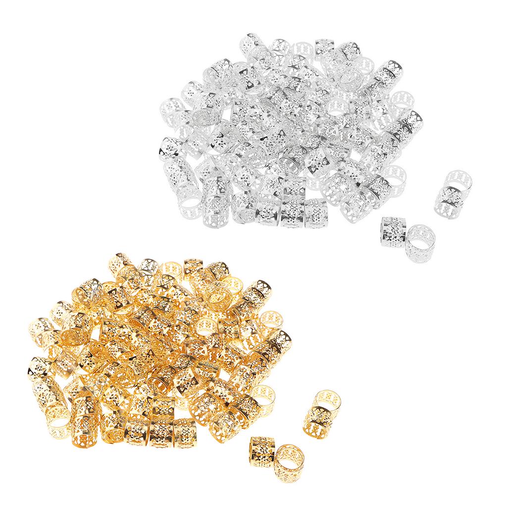 100 Stück Herz Metall Manschette Haarverlängerung Dekorationen Dreadlocks Perlen Silber