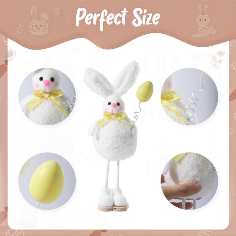 Cute Easters Plush Rabbit Figurine Decoration Durable Cloth Craft For Bookshelves Tabletop Holiday Decors Ornament Gift
