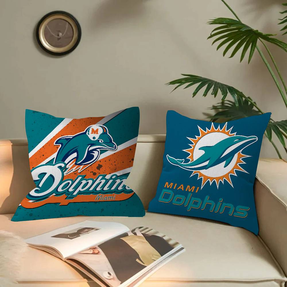 M-Miami D-Dolphins Cushion Cover Decorative Pillow Sofa Home Decor Case Pillow Cases