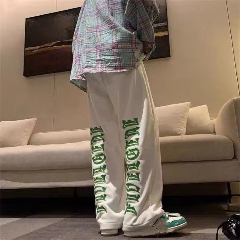 

2024 Весенние американские спортивные штаны с буквенным принтом, трендовые свободные повседневные универсальные брюки в стиле хип-хоп, мужские большие размеры M-8XL 4XL белый
