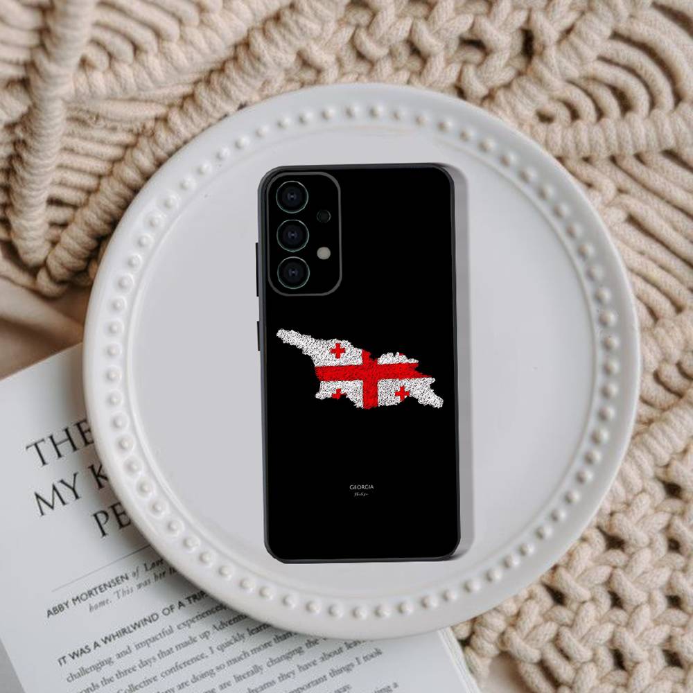 Georgien Fahne Handyhülle Für Samsung Galaxy A73,31,32,72,41,53,52,71,22,5G,Note,J7,8,9 Weiche Schwarze Abdeckung