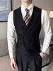 Herren Koreanischer Stil Schlanke Passform Zweireihig V-Ausschnitt Anzug Weste & Hosen Set