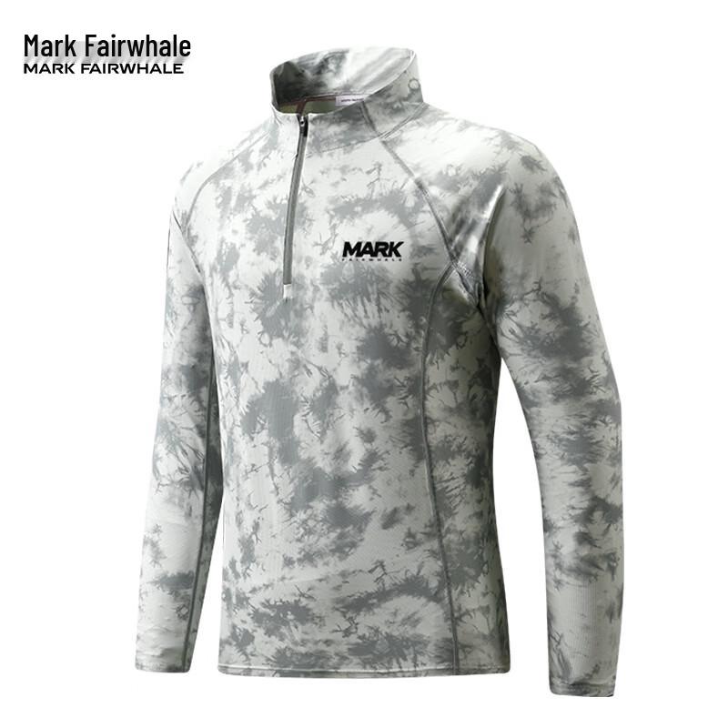MARK FAIRWHALE Men s Ice Silk Tie-Dye Half-Zip Long Sleeve T-Shirt 3XL