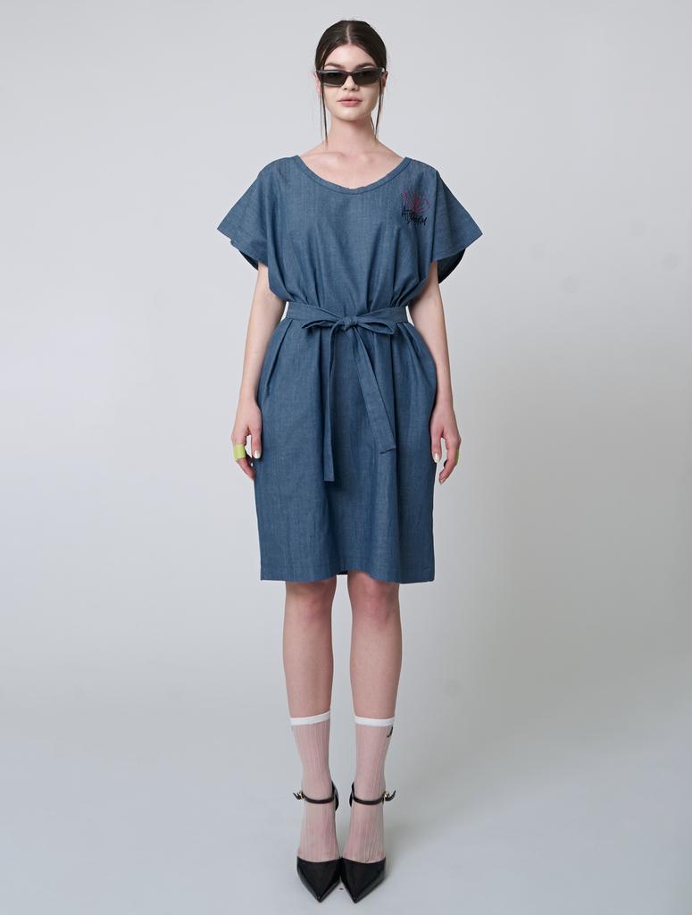 As Platform Aw41Op01 Cozy Belted Dress_Indigo Blue